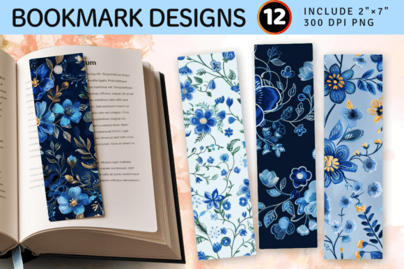 Review: Blue Embroidery Flowers PNG Bookmark Design